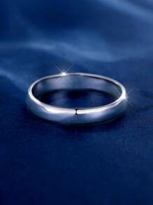 1個極簡主義925純銀亮面女戒指,求婚、婚禮、周年紀念禮物 - 銀色 - 查看 8