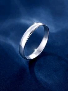 1個極簡主義925純銀亮面女戒指,求婚、婚禮、周年紀念禮物 - 銀色 - 查看 9