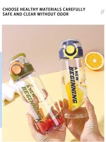 1pc 600ml Summer Style Fashionable Simple Couple Water Bottle, Creative Outdoor Sports Kettle For Men & Women Students Back To School