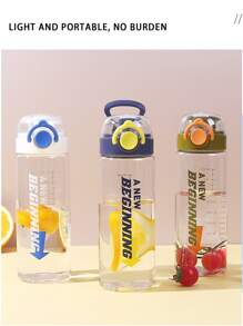 1pc 600ml Summer Style Fashionable Simple Couple Water Bottle, Creative Outdoor Sports Kettle For Men & Women Students Back To School