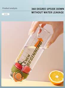 1pc 600ml Summer Style Fashionable Simple Couple Water Bottle, Creative Outdoor Sports Kettle For Men & Women Students Back To School