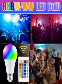 1入組智能遠程受控LED燈泡帶RGB+白色燈,16色,合適的適用於室內裝飾燈光,事件燈光和氛圍燈光,帶閃光功能,即可使用適用於2 - 白色 - 查看 2