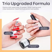 Modelones Gel Top Coat And Base Coat With Nail Primer Set, 3Pcs No Wipe Base And Top Coat Gel Nail Polish Nail Bond Primer, 10ml New Upgraded Formula Long-Lasting Gel Nail Kit - 無色 - 查看 2