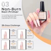 Modelones Gel Top Coat And Base Coat With Nail Primer Set, 3Pcs No Wipe Base And Top Coat Gel Nail Polish Nail Bond Primer, 10ml New Upgraded Formula Long-Lasting Gel Nail Kit - 無色 - 查看 6