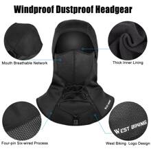 WEST BIKING 1pc Winter Outdoor Windproof Fleece Hood For Motorcycle Riding, With Filter & Face Mask, Unisex - Black - View 3