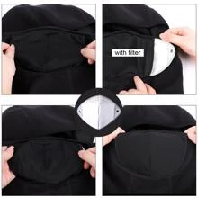 WEST BIKING 1pc Winter Outdoor Windproof Fleece Hood For Motorcycle Riding, With Filter & Face Mask, Unisex - Black - View 2