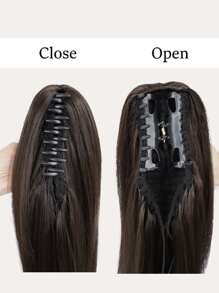 nimoki 新款合成纖維耐高溫爪夾馬尾扩展发片,女士長發層次感烤髮,適合日常使用-深棕色 22 英寸