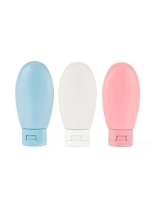 3个可重复灌装的瓶子，用于存放乳液/洗发水/洁面乳，便携实用，每个60毫升，非常适合旅行和户外活动，也适用于房间、家居、卧室、浴室、粉色房间、客厅装饰、旅行用品、礼品袋、送给妈妈、爸爸、男士、朋友、老师的礼物、生日礼物、婚礼礼物、办公桌、书架、配件、礼品盒、趣味礼物、收纳、珠宝盒、化妆刷收纳袋、化妆刷架、香水收纳袋、女士礼物、圣诞礼物、女士礼物创意、房间装饰 - 藍白色 - 查看 2