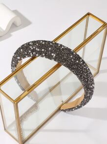 1pc Rhinestone & Pearl Decor Exquisite Hair Hoop, Fashionable Headband - Black - View 3