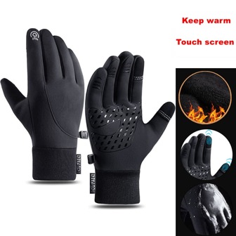 1pair Unisex Full Finger Anti-slip Fleece Thermal Windproof Touchscreen Cycling Skiing Gloves