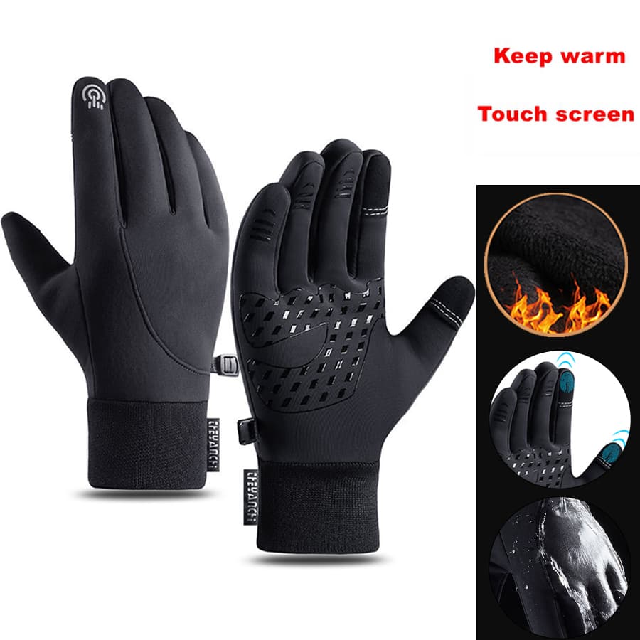 1pair Unisex Full Finger Anti-slip Fleece Thermal Windproof Touchscreen Cycling Skiing Gloves