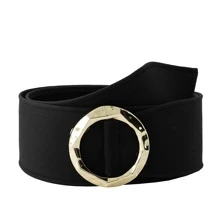 's Belt With Textured Golden Circular Buckle Type. - L - View 1