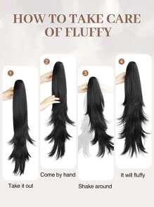 nimoki Klaue Clip Synthetischer Pferdeschwanz Haarverlängerungen Für Frauen, Lange Gewellte Haarstück, Neue Stil, Hitzebeständig, Natürlich Aussehender Lockiger Pferdeschwanz, Für Alltag Gebrauch, 22 Zoll (schwarz) - Schwarz - Übersicht 4