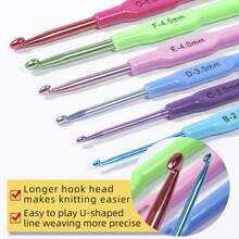 6 cái/bộ Móc sự thêu Móc Tóc Móc sự thêu Kim Công trình học nhân thể Mềm mại Nắm tay cầm Ren Bộ móc  Trơn tru Kim đan Sợi DIY Dệt Công cụ Đối với Tốt Làm việc , Ren Dệt kim - Màu sắc - Xem 6