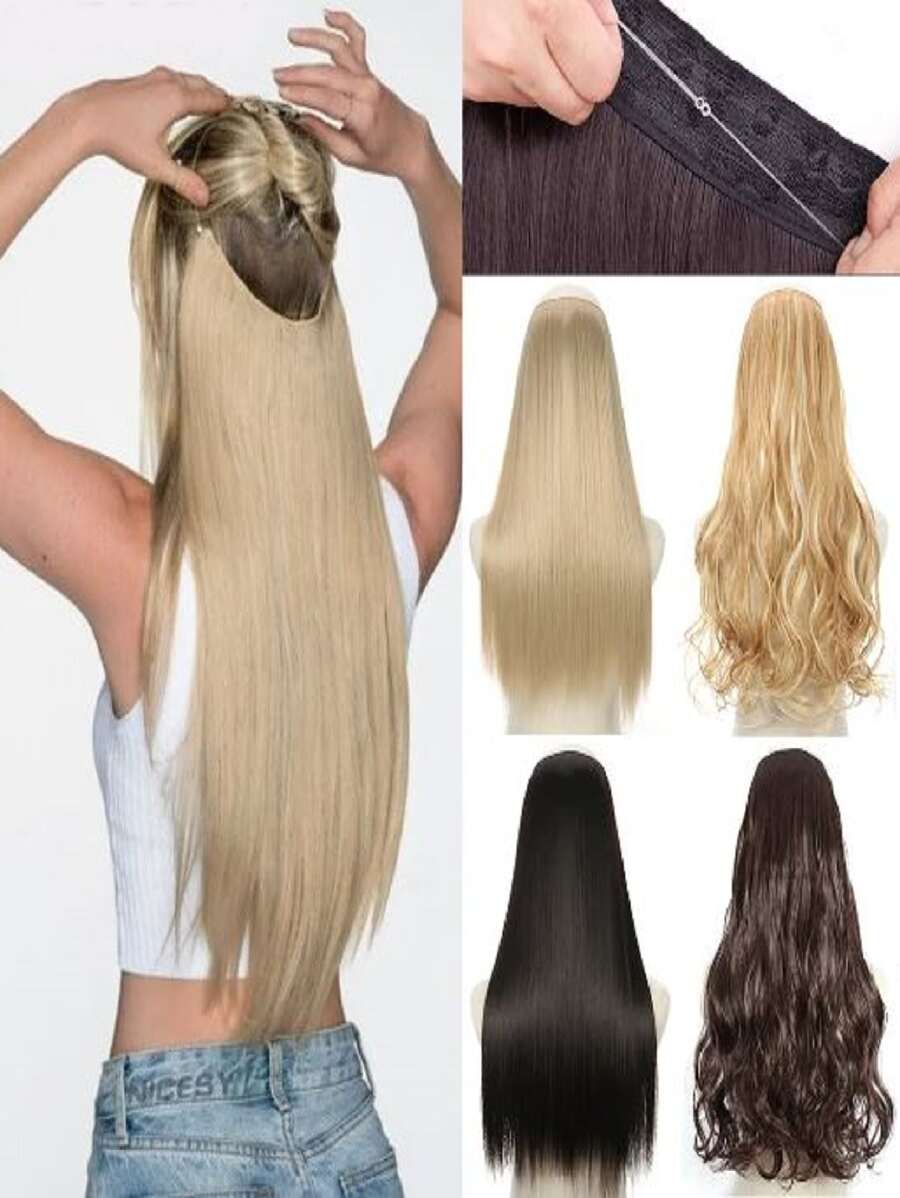 Aplique extensão Invisível 70cm Fibra Premium Preto - Preto - Visão 1