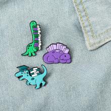 3入組女性可愛恐龍設計鋅合金絲巾扣,鈕扣別針適用於襯衫領子,後背包胸章,日常穿著