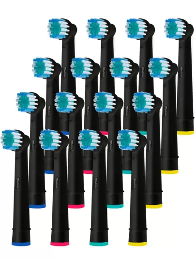 16 st precisionsborsthuvuden kompatibla med oral elektrisk tandborste, svart. Djup och exakt rengöring, kompatibel med Oral Pro1000 /1500/100/500/Vitality/Genius X/7000/7500/8000/9600 Etc.