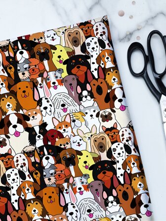 Dog Printed Fabric For Diy Sewing, Sold By Piece