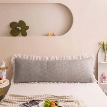 1pc Lace Double Pillowcase And 1pc Single Thick And Long Pillowcase Covers (pillow Core Not Included) - light gray - View 2