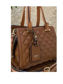 Bolsa Veryrio & Classic Marrom com Alça Retirável Detalhes em Metal Dourado Mão ou Transversal