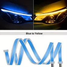 2Pcs 24in LED DRL Car Daytime Running Lights Waterproof Ice Blue Turn Yellow Turn Signal Brake Flow Lights 12V - ice blue to yellow - View 1
