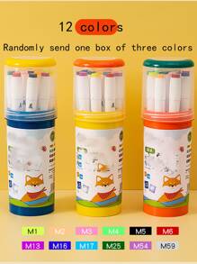 1 Set 12 Bolígrafos De Marcadores De Colores - Blanco - Ver 1