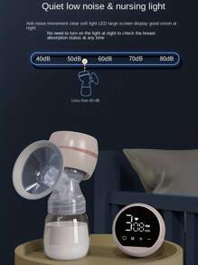 1pc Rechargeable Electric Breast Pump With 180ml Bottle & Nipple - Pink - View 2