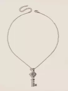 1pc Bohemian Vintage Minimalist Metal Key Pendant - Antique Silver - View 2