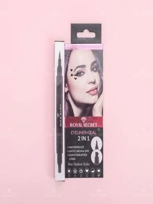 Double-Ended, Fine-Tip Eyeliner With Flower Stamp - Black - View 6