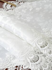 ABEST6522 Home&Living store 100% 涤纶提花面料精致双色水溶性刺绣蕾丝桌旗，家居装饰，家庭聚会，节日装饰，室内外，派对和婚礼装饰，1 件 - 白色 - 查看 11