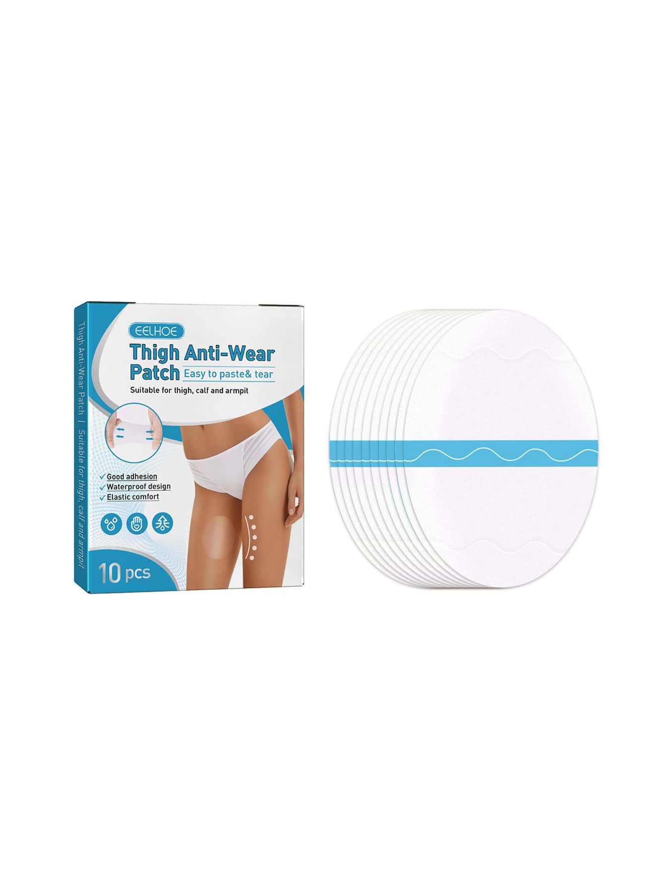 10 Piezas Almohadillas Anti-rozaduras Para El Muslo, Alta Elasticidad, Protector De Piernas Adhesivo Para El Muslo, La Rodilla Y La Pantorrilla - Blanco - Ver 1