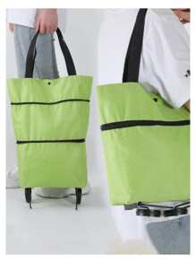 Carrito Bolso portátil con Ruedas Plegable Ajustable para Mandado; Bolsa y carrito 2 en 1 plegable con ruedas mandado supermercado super. - Verde - Ver 5