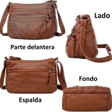 Bolsa Mano Tote De Mujer Dama Crossbody Gran Capacidad - Marrón - Ver 4