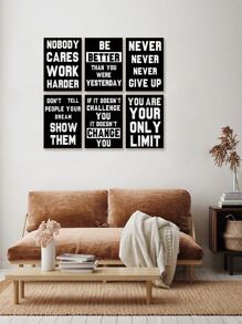 6 Tấm Tranh Canvas Nghệ Thuật Treo Tường Màu Đen Truyền Cảm Hứng Cho Phòng Ngủ Văn Phòng Trang Trí Thẩm Mỹ Không Có Khung 3 Kích Cỡ - Đen và trắng - Xem 3