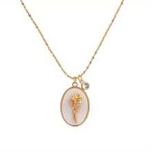 1pc Stylish 3d Birthday Flower Shaped Copper Pendant, With Stainless Steel Starry Sky Necklace And Birthstone Charm. Suitable For Women's Daily Wear And Birthday Gift Valentines,Mom,Mother,Mother's Day,Gift