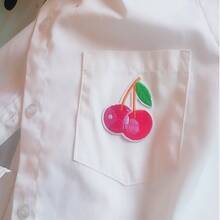 3入組紅色櫻桃刺繡貼布（補丁）,適用於衣物、牛仔褲、夾克、羽絨服、家用紡織品diy裝飾與修補 - 紅色 - 查看 4