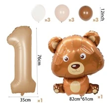 11 cái Phim Hoạt Hình Hình Con Gấu Số Bóng bay giấy bạc Bộ Và Màu Khaki Quả bóng bay Đồ trang trí Đối với Tiệc sinh nhật , Chụp ảnh Bối cảnh Trang trí - Nhiều màu - Xem 2