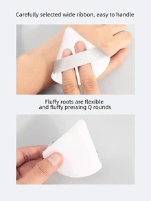 1 Miếng Có thể tái sử dụng Mềm mại & Làn da thân thiện Hình-quạt Màu hồng Bọt biển trang điểm Với Gấp đôi In Trắng - trắng - Xem 4