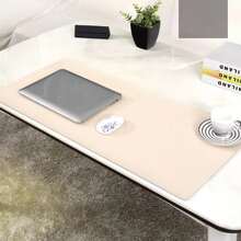 1pc PU Leather Desk Mat For Electronics, Thickened, High Temperature Resistant, Water-Resistant, Easy To Clean, Available In Black, White, Smog Blue, Pink, Apricot And Mint Green Back To School Gaming Mouse Pad