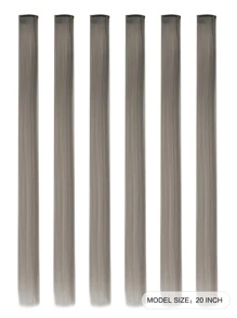 Synthetic Hair Extensions Clip Hair Red Green Grey Blue Yellow Orange Colourful Women Clip Hair Woven Hair Clip Extensions For Daily Party Cosplay Use And New Year Gift Pack Of 6