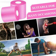 2.75 Inch X 29.5 Yard Sports Tape Skin Film, Shock Absorbing Foam Elastic Tape For Ankle, Badminton Racket Shock Absorption Gym Accessories Gym Bandages Sports Tape - Pink - View 4