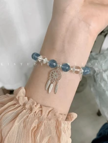 2入組黑色時尚捕夢網流蘇吊墜925純銀手搓珠寶製作配件,可用於手鍊、項鍊等