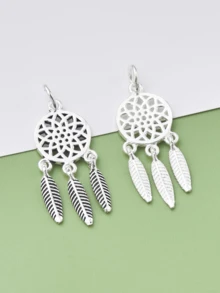 2入組黑色時尚捕夢網流蘇吊墜925純銀手搓珠寶製作配件,可用於手鍊、項鍊等