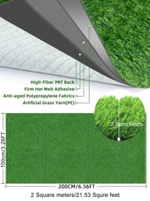 1入組 25cmx25cm / 50cmx50cm / 100cmx100cm / 200x100cm Tpr 橡膠基塑膠草坪，防曬，防紫外線，隔熱，隔音，耐高溫/低溫，防滑，高密度，不脫落，阻燃草坪。適用於家居地毯、屋頂戶外裝飾、花園裝飾、婚禮裝飾、幼兒園、店面裝飾、廣告促銷裝飾 - 綠色 - 查看 8