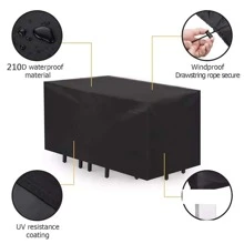 Outdoor Furniture Cover, Waterproof, Rain, Snow, Dust, Wind, Uv-Resistant Oxford Cloth Garden Grass Patio Furniture Cover, Black For School,Office,Household,Travel,Bag,Organizer,Storage,Kitchen Decor,Household Items - Black - View 3