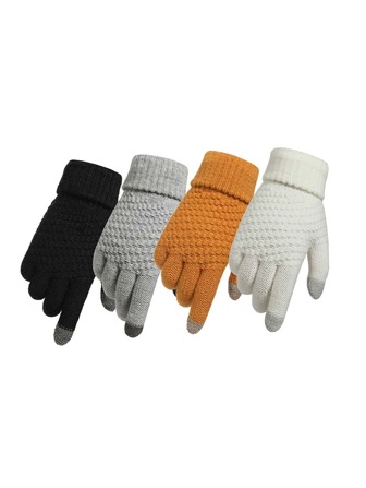 1pair Touch Screen Black Gloves