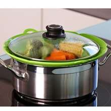 Spill Stopper Cover Boil Over Safeguard Silicone Lid Stops Pot Kitchen Tool - Purple - View 4