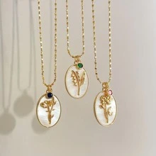 1pc Stylish 3d Birthday Flower Shaped Copper Pendant, With Stainless Steel Starry Sky Necklace And Birthstone Charm. Suitable For Women's Daily Wear And Birthday Gift Valentines,Mom,Mother,Mother's Day,Gift