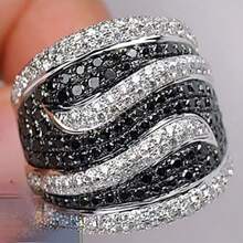 1pc Fashionable Silver-plated Ring With Full Rhinestone Inlay, Suitable For Women For Festivals, Commuting Or Daily Wear - Gold - View 2