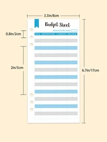 12 Sheets 6-holes Refill Budget Forms For Loose Leaf Binder Planner - Blue - View 2